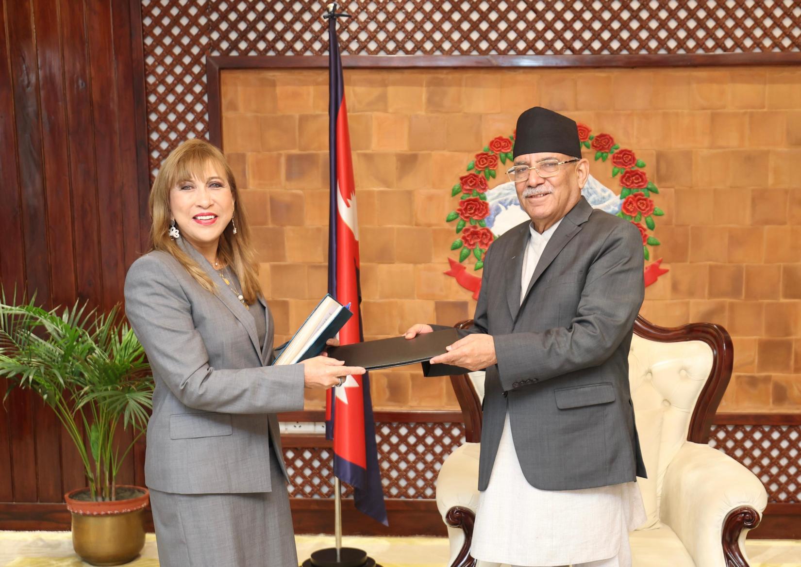 he UN Resident Coordinator in Nepal hand over UN Secretary-General letter to the Prime Minister of Nepal to attend the Summit of the Future