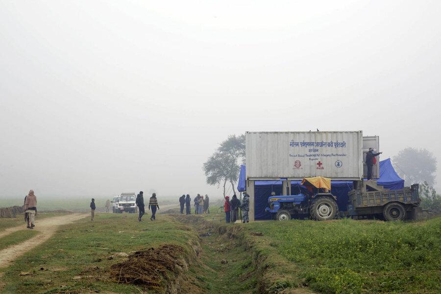 Last year WFP set up a container with critical equipment, food, water and storage for people's essential belongings