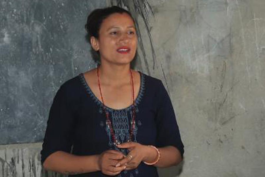 Laxmi Kharel, radio producer at UNICEF partner Social Organization District Coordination Committee, responsible for packaging and airing the Rupantaran radio show in three districts in southern Nepal.