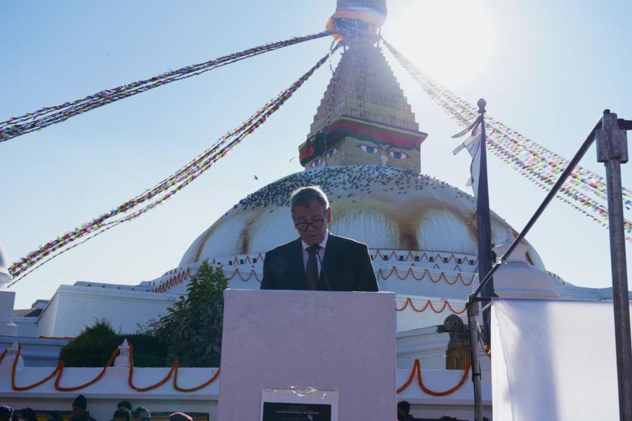 H.E Dr Thomas Prinz, German Ambassador to Nepal speaking at the ceremony